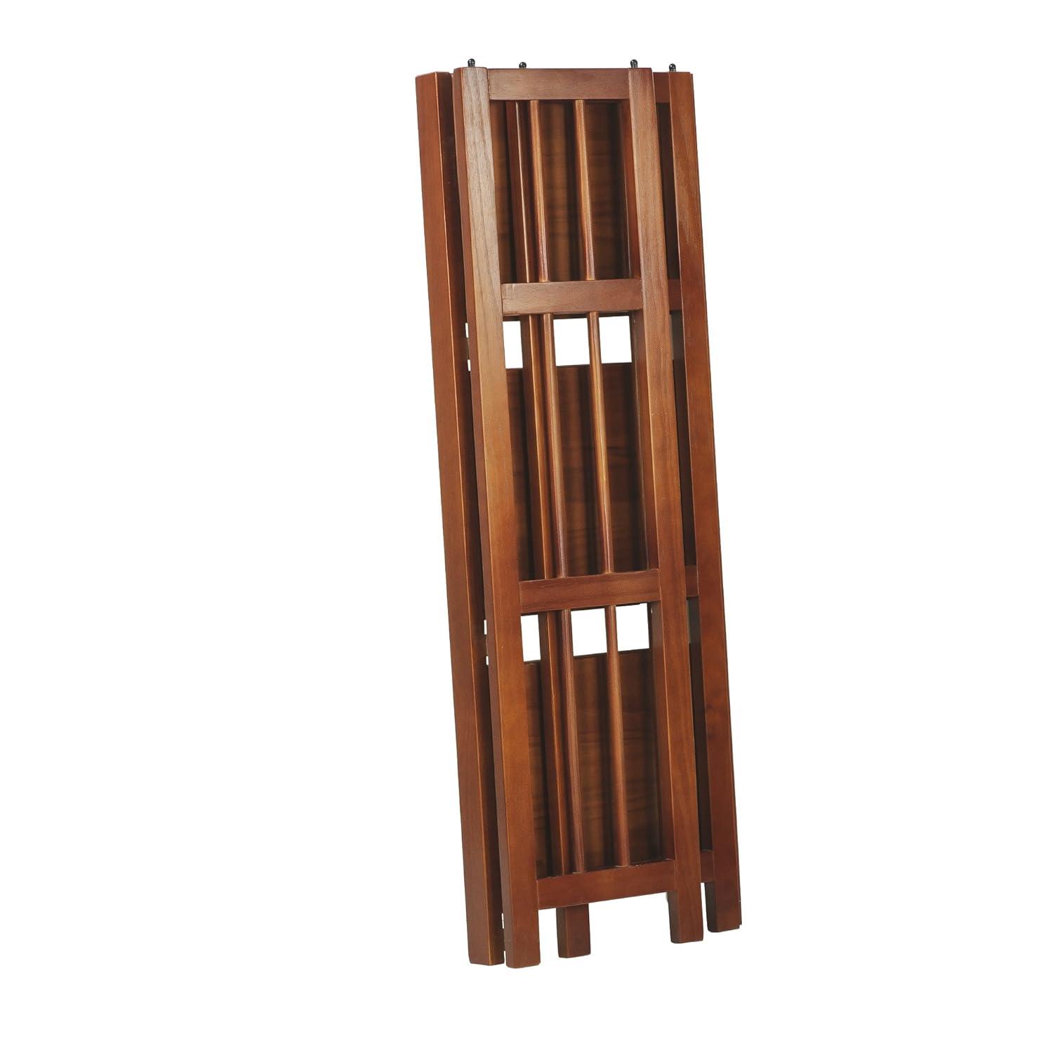 Casual Home 3 Shelf 14 Inch Folding Office Furniture Wood Bookcase, Mahogany