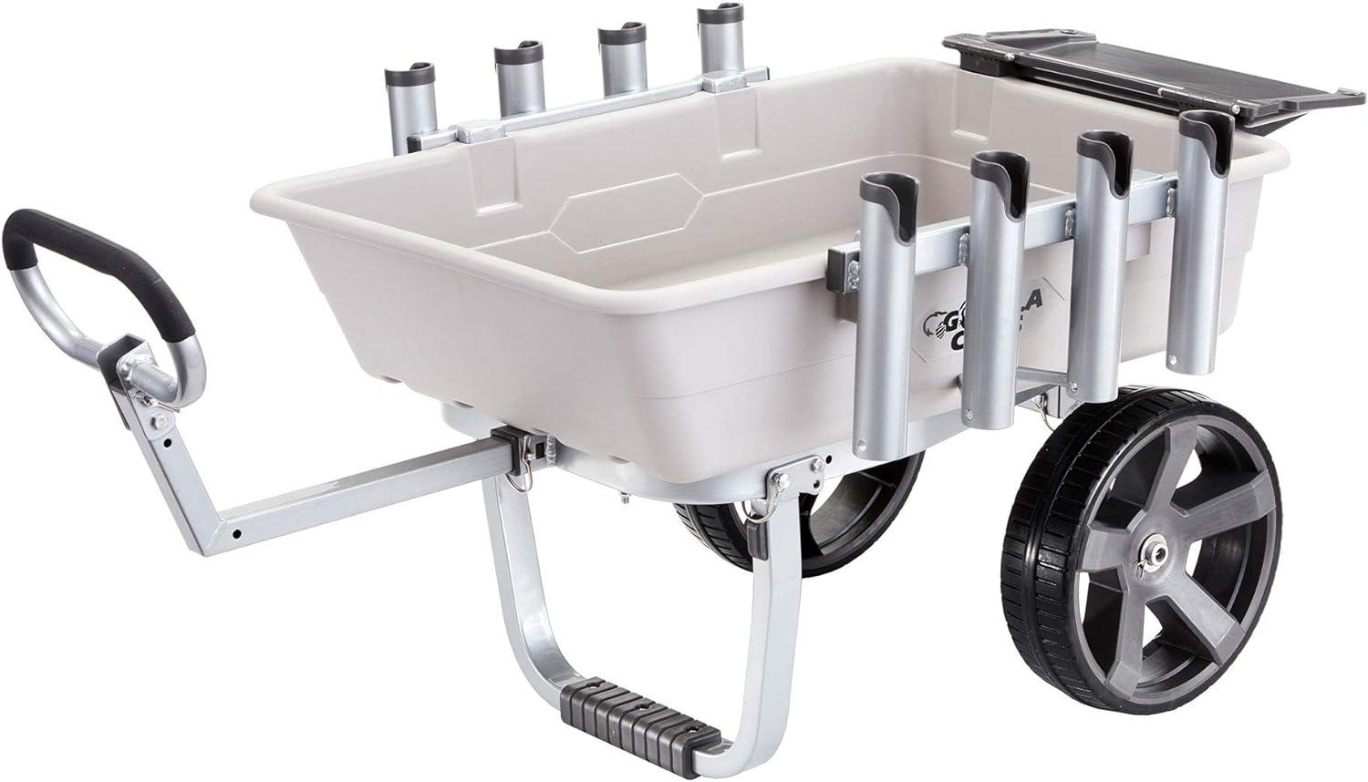 Gorilla Carts 200 Pound Capacity Foldable Heavy Duty Poly Fishing and Marine Outdoor Sporting Goods Utility Cart with Rod Holders and Bait Tray, Gray