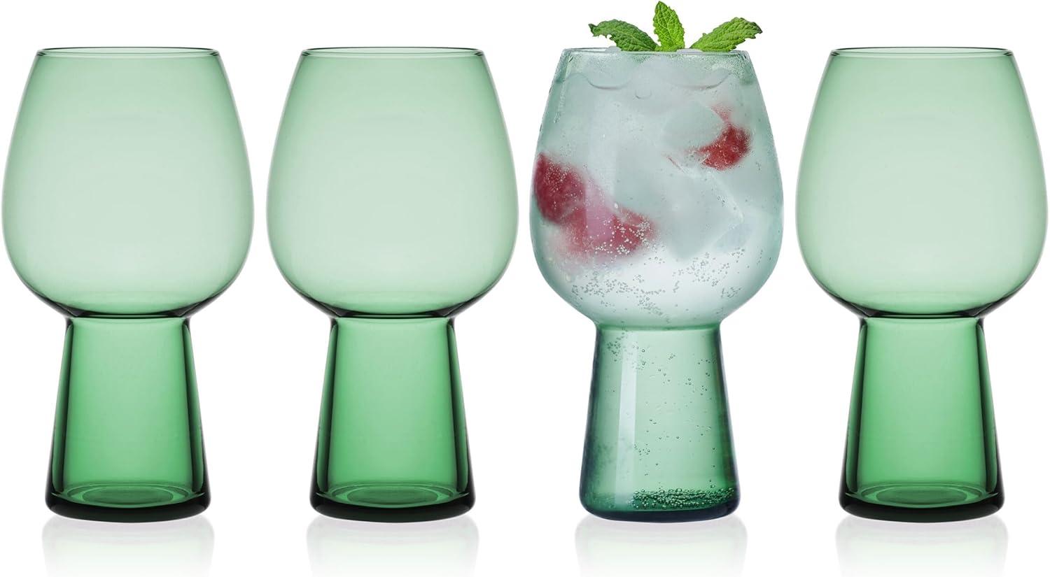 Sage Green Modern Glass Goblets, Set of 4