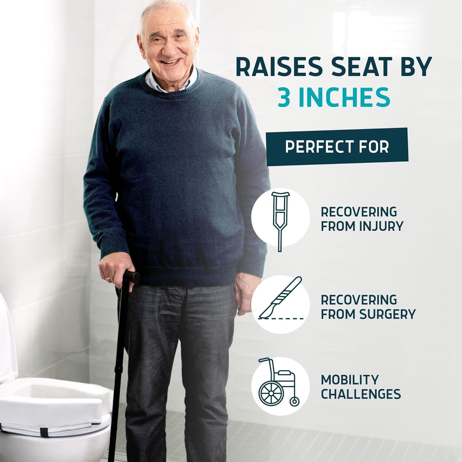 White High-Density Foam Raised Toilet Seat Cushion