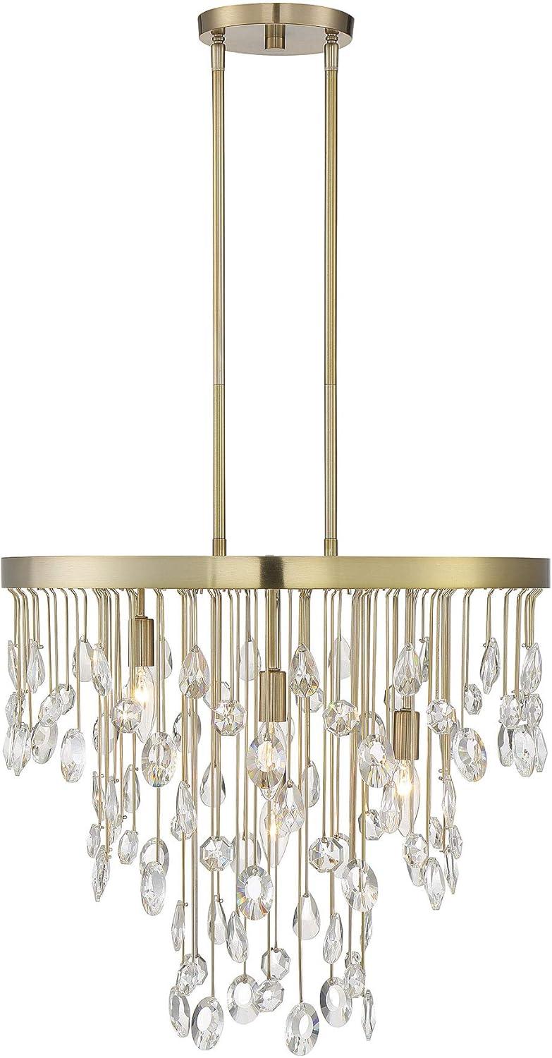 Noble Brass and Crystal 4-Light Adjustable Chandelier