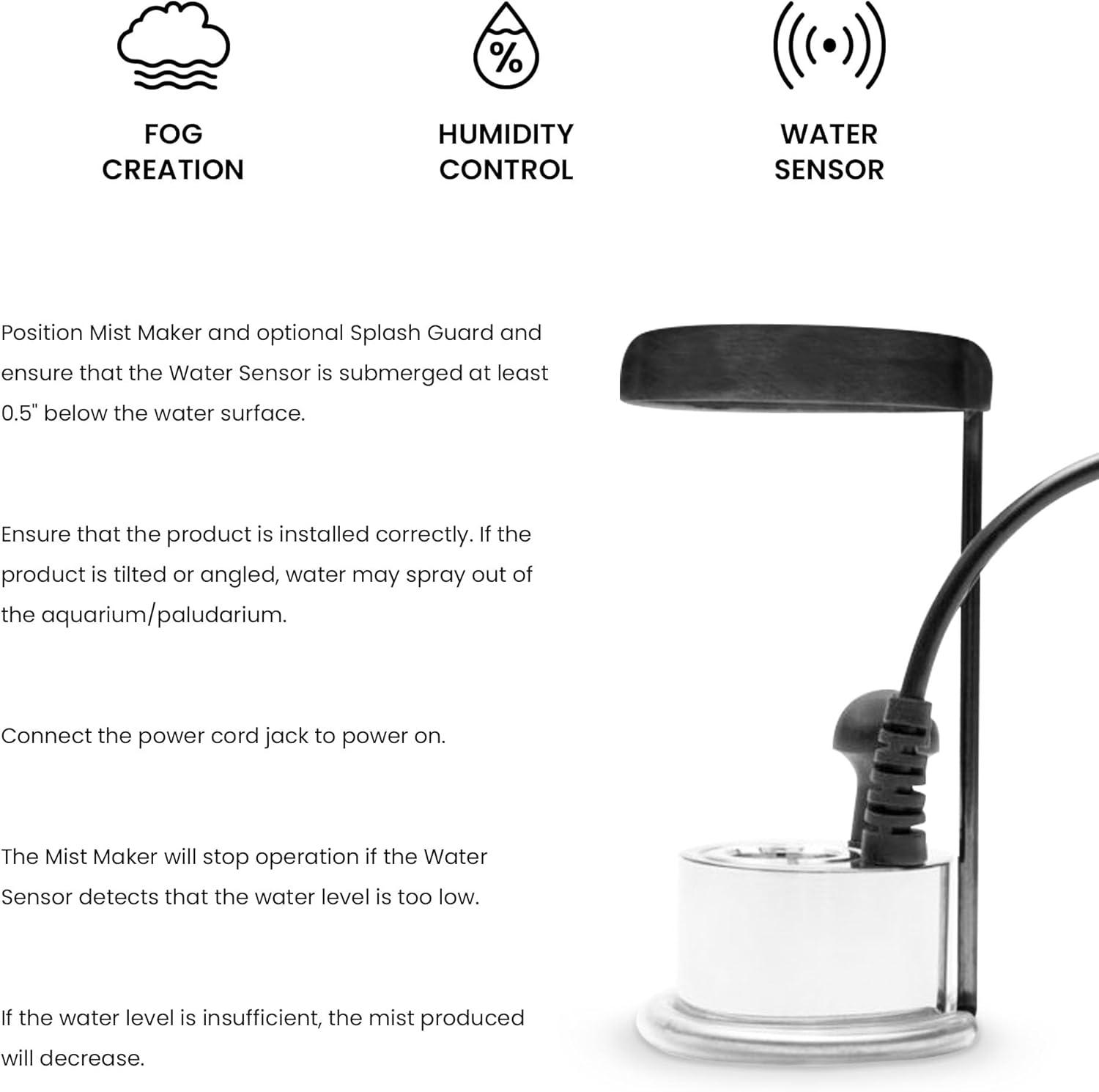 Ultum Nature Systems Atomizer Mist Maker Kit w/Lid - Fogger for Aquarium, Terrarium & Paludarium, Ultrasonic Water Mister, Aquarium Fogger, Easy to Use Smoke Maker & Versatile Fog Fountain Maker