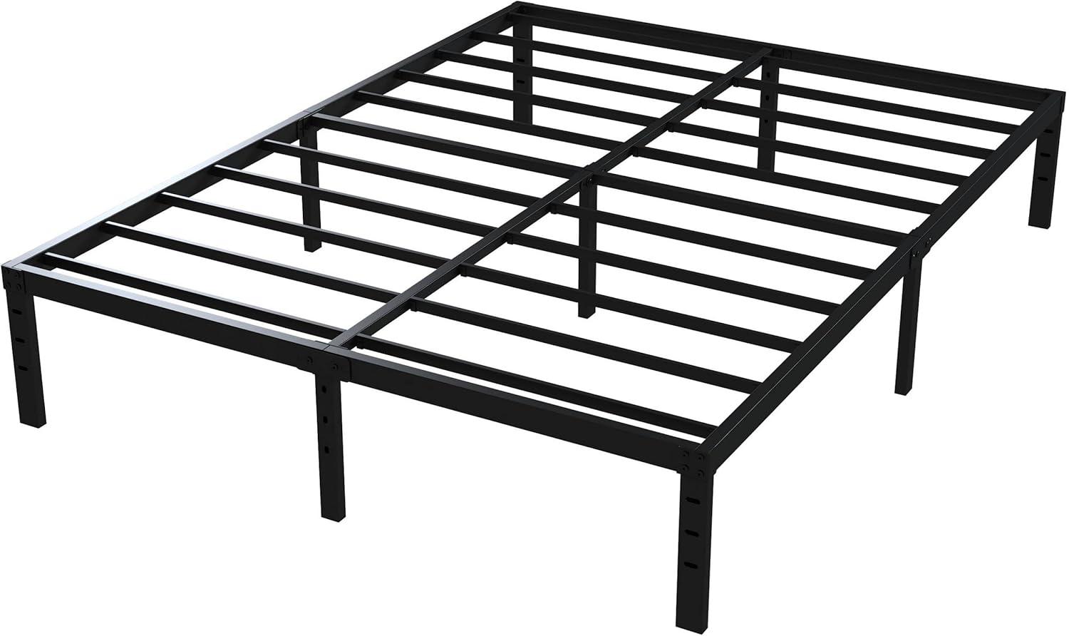 16 Inch Black Metal Queen Bed Frame with Storage