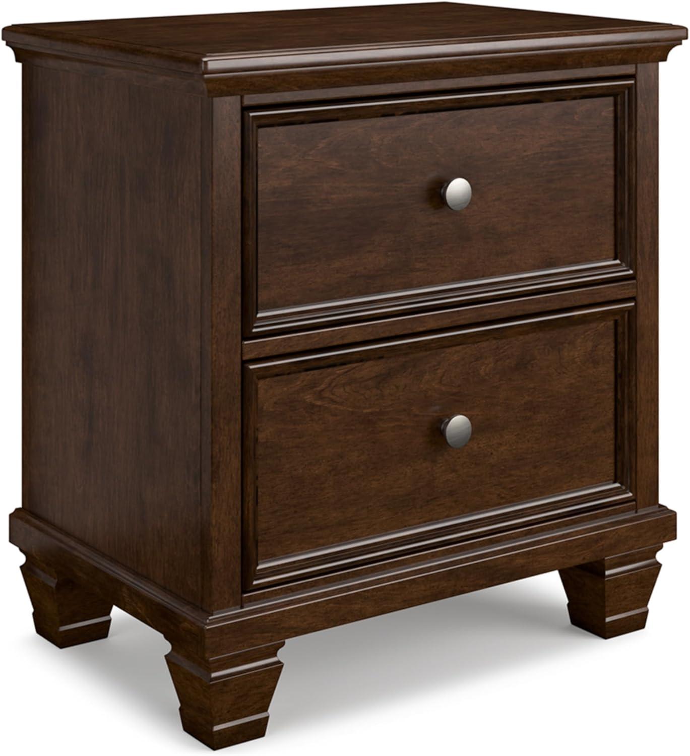 Black Hardwood 2-Drawer Nightstand with Satin Nickel Knobs