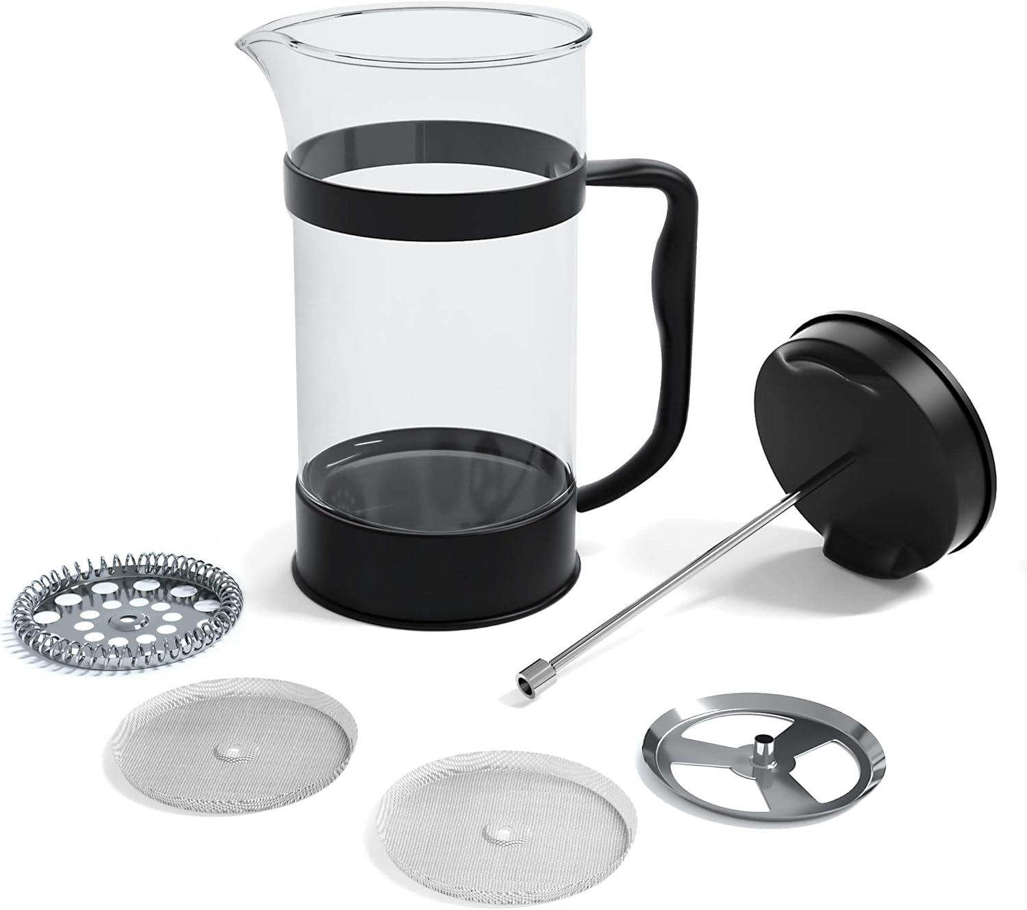 Black Heat Resistant Borosilicate Glass French Press Coffee Maker