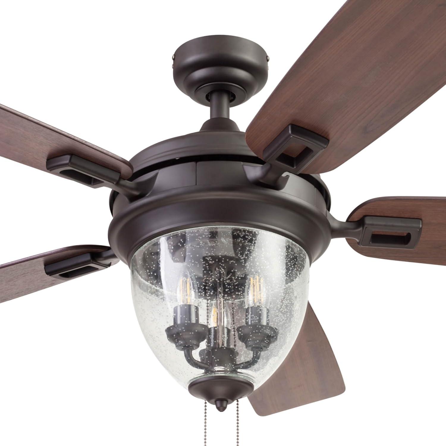 Glencrest 52" 5 Blade Damp Rated Ceiling Fan LED Light Kit Included