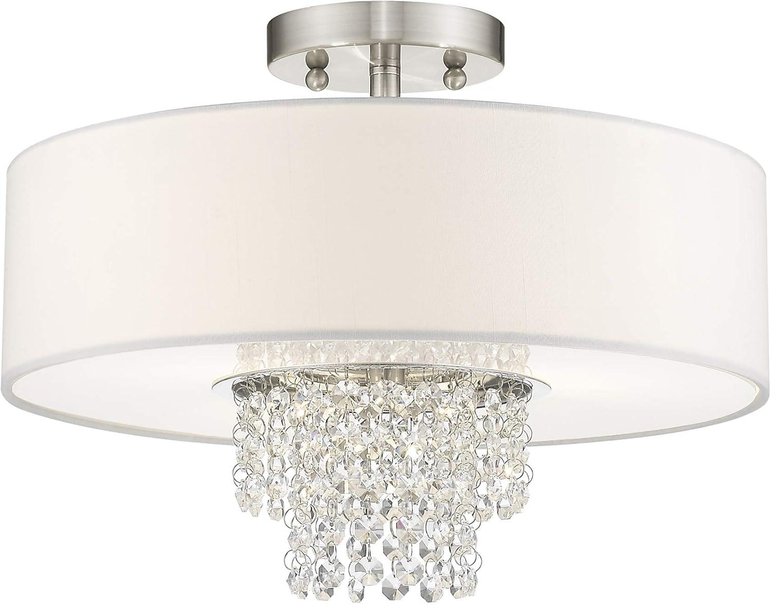 Carlisle Brushed Nickel 3-Light Semi-Flush Mount with Crystal Accents