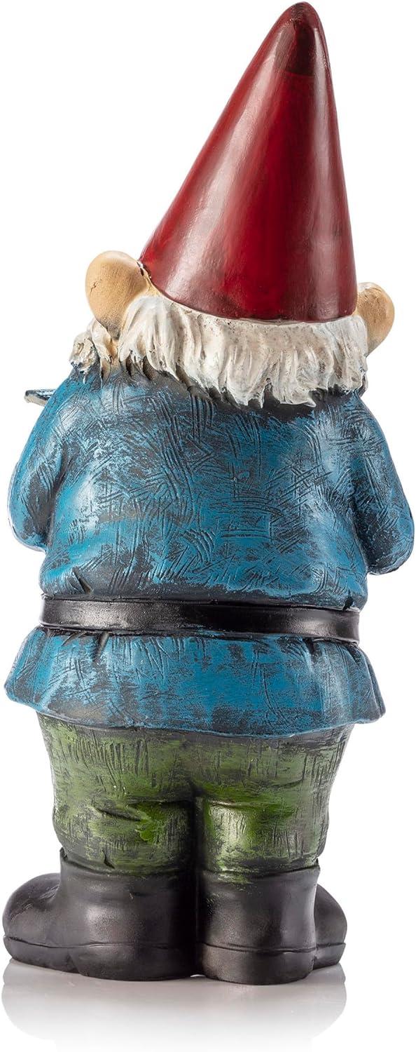 12-Inch Multicolor Garden Gnome with Bird Statue