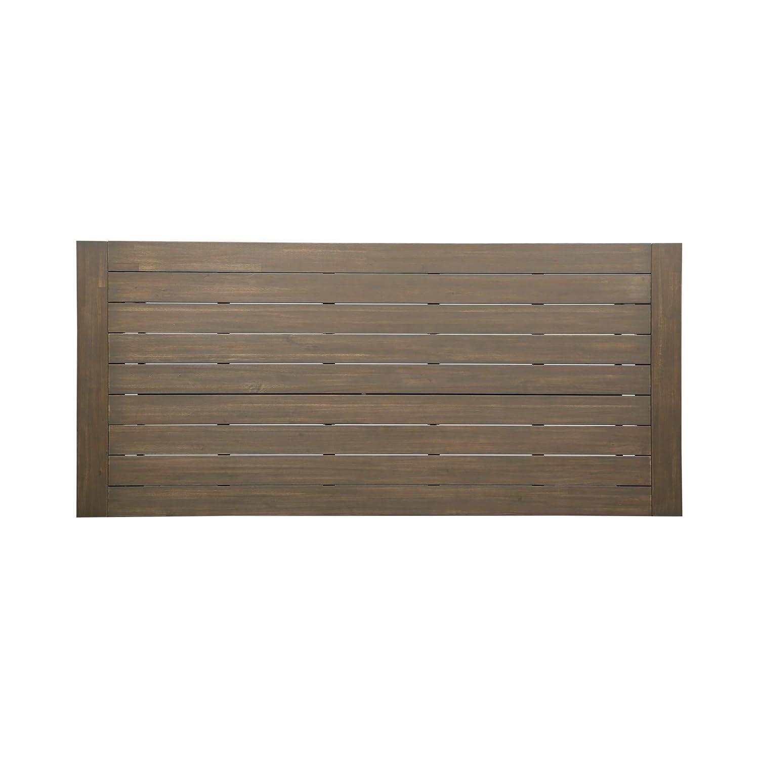 Carlisle 79" Rectangle Acacia and Iron Dining Table Gray/Black - Christopher Knight Home: Weather-Resistant, Seats 8