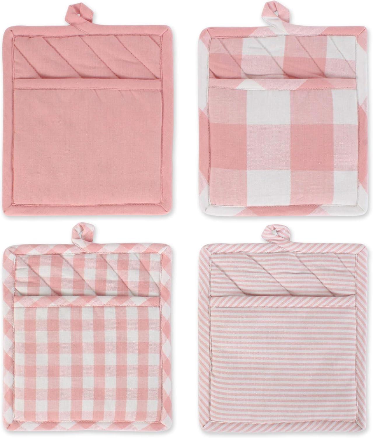 Design Imports CAMZ11741 Assorted Pink & White Potholder - Set of 4