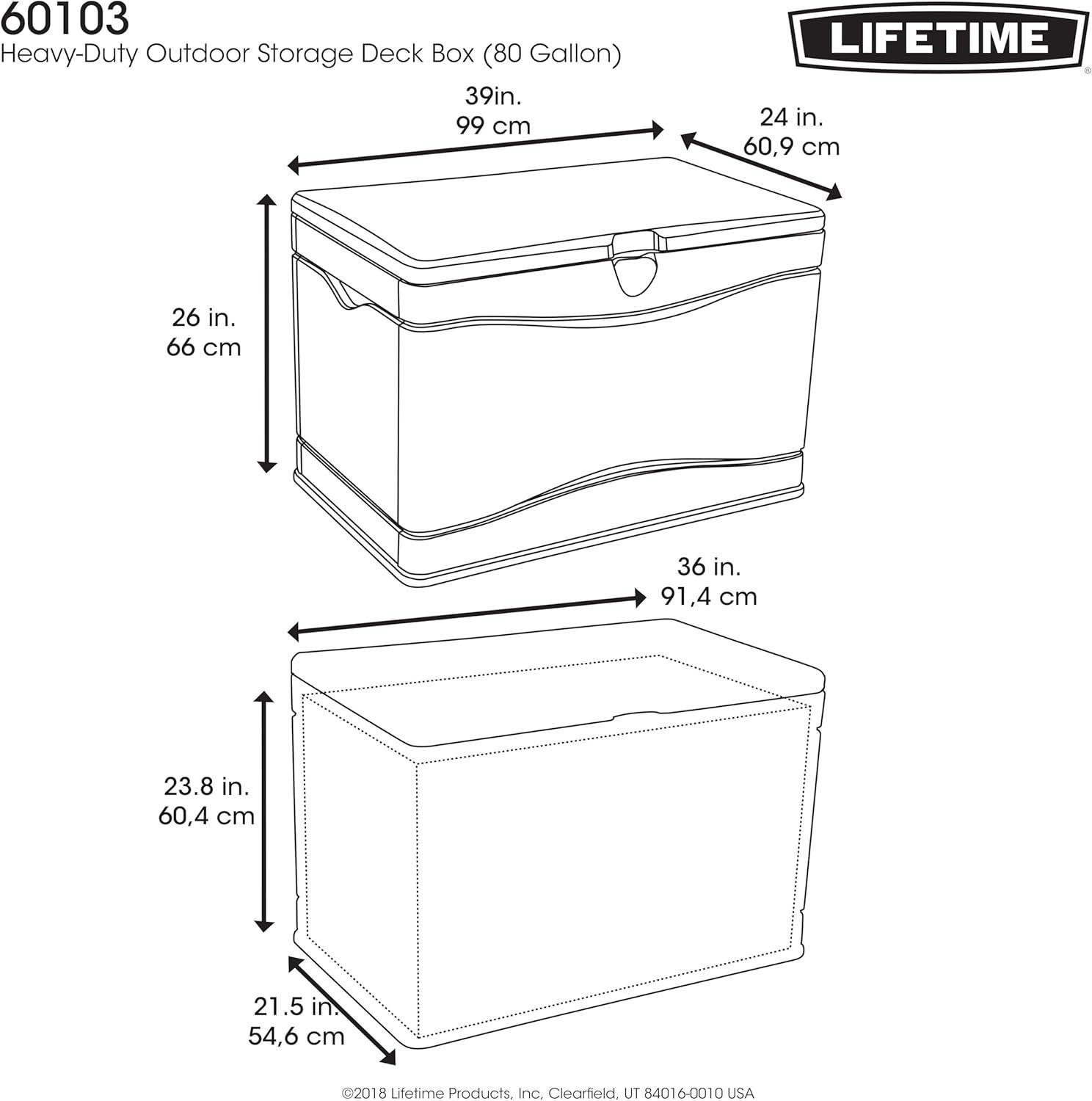 Lifetime 80 Gallon Tan and Brown Lockable Plastic Deck Box