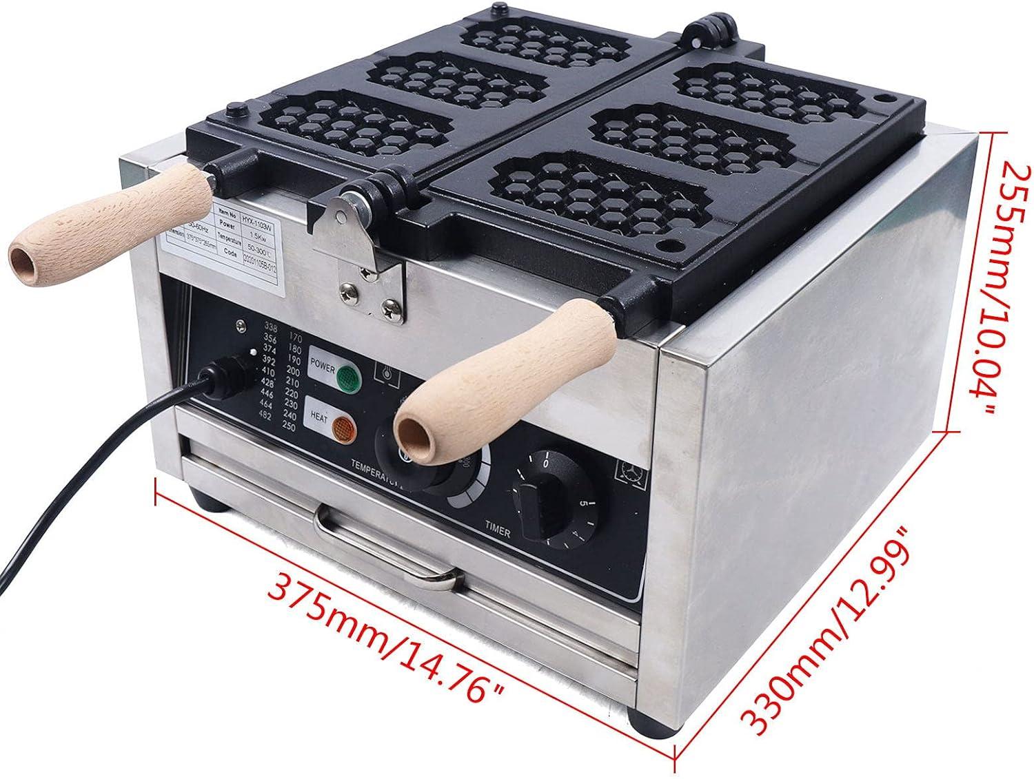 Kaibrite Electric Waffle Maker Machine 1500W 110V Nonstick Stainless Steel Waffle Pop Maker, Temperature and Time Control, for Restaurant Bakeries Snack Bar Home 50300