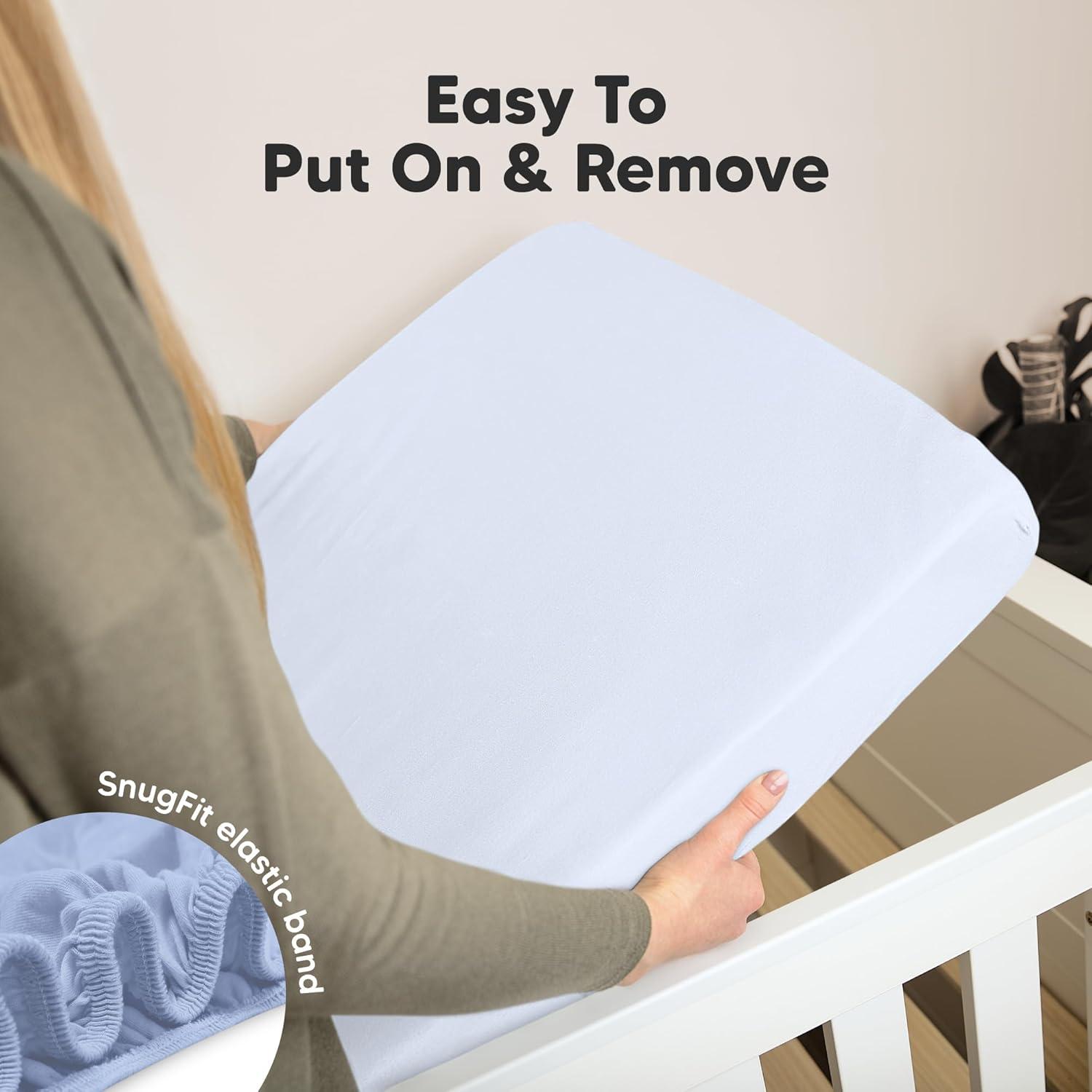 KeaBabies Mini Crib Sheets for Baby Girls, Boys, 2-Pack Soothe Pack and Play Sheets Fitted, Organic Pack N Play Mattress Sheet (Blue Flax)