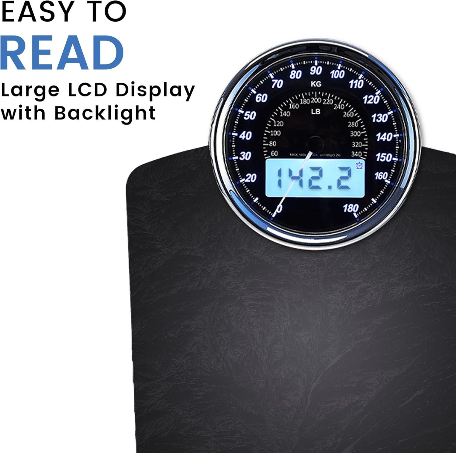 Eilison Black Digital and Analog Floor Scale with LED Display