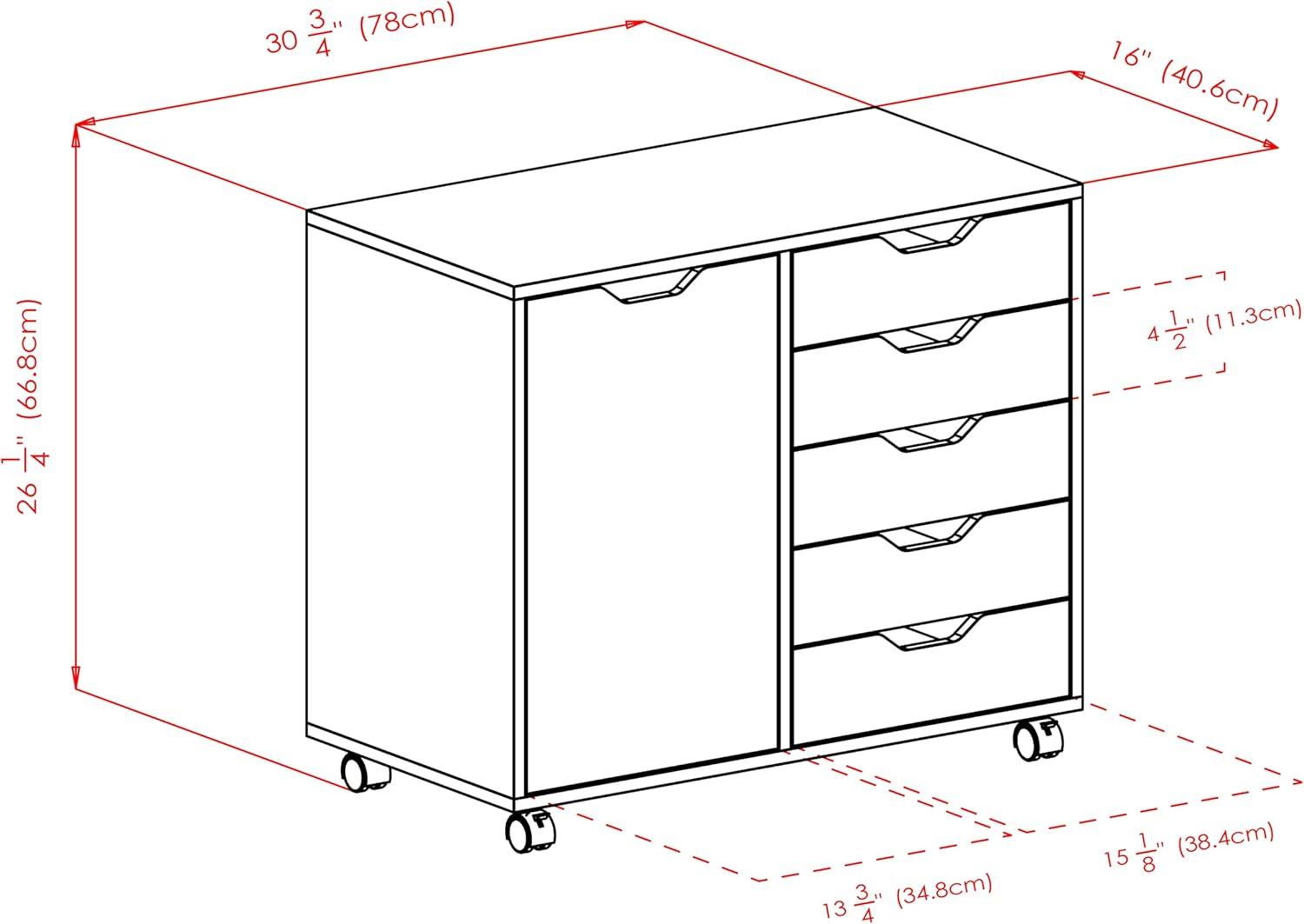 Halifax 5 Drawer 1 Side Cabinet - Winsome