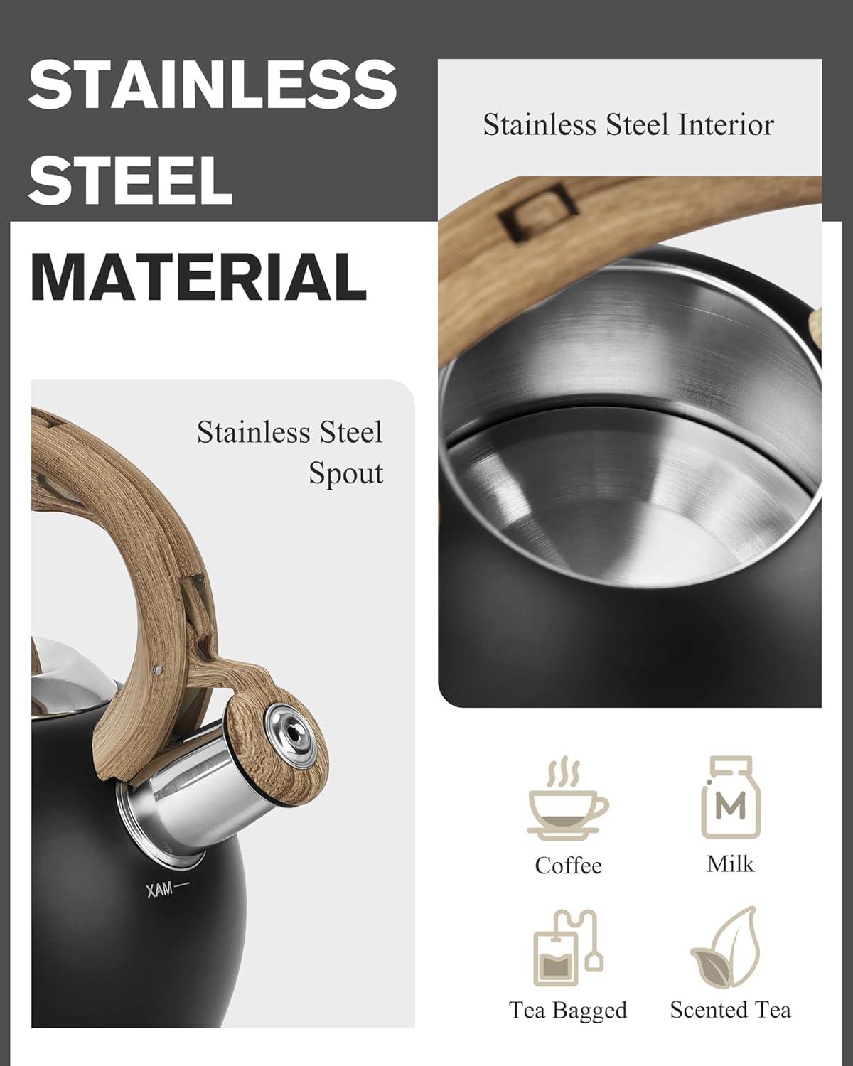 LUXESIT LUXESIT 2.64 Quarts Stainless Steel Whistling Stovetop Tea Kettle