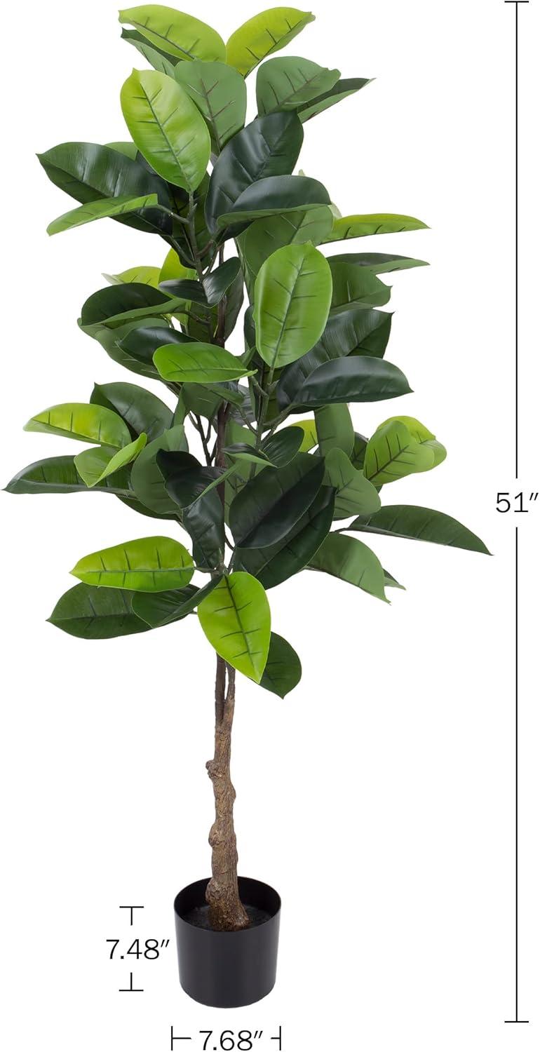 Lush Green 51" Artificial Rubber Plant in Durable Pot