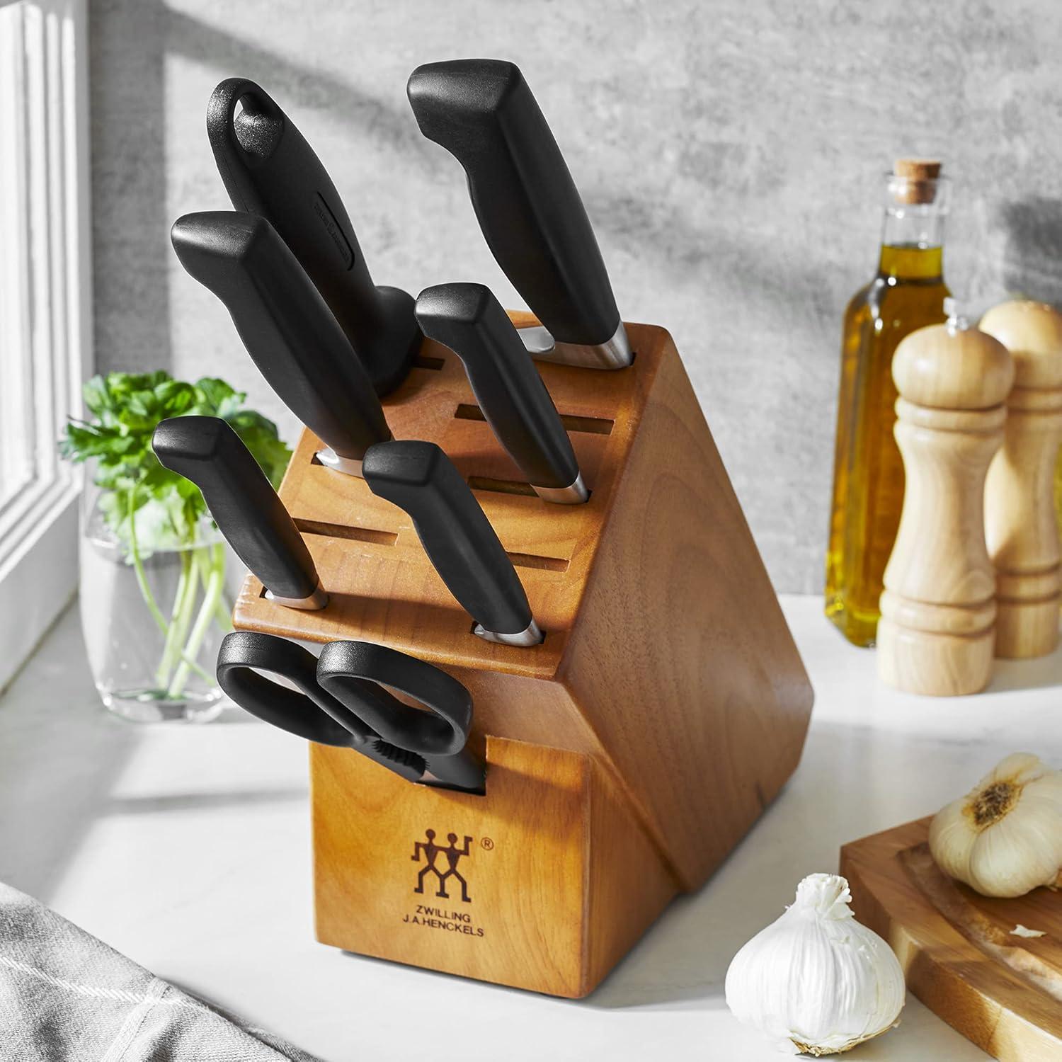 Zwilling Four Star 8-Piece Knife Block Set with Natural Wood