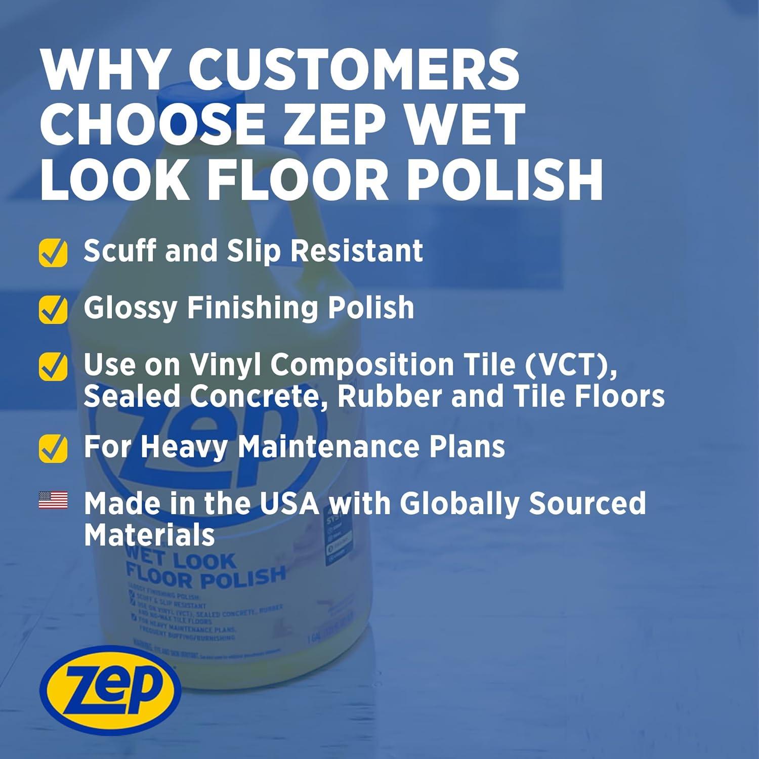 ZEP Zep Wet-Look Floor Polish – Enhances Hard Floor Appearance –- 5 gal (1 Pail)
