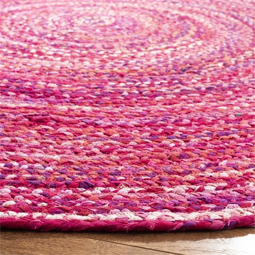 Braided BRD452 Hand Woven Indoor Area Rug - Pink/Fuchsia - 6' Round - Safavieh