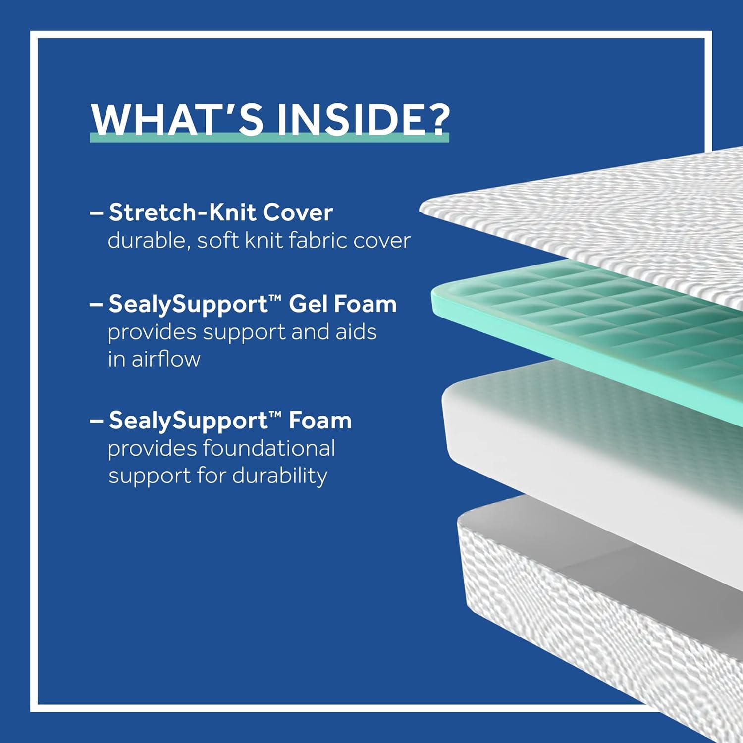 Sealy Essentials 8” Twin Gel Memory Foam Mattress-in-a-Box, Adult