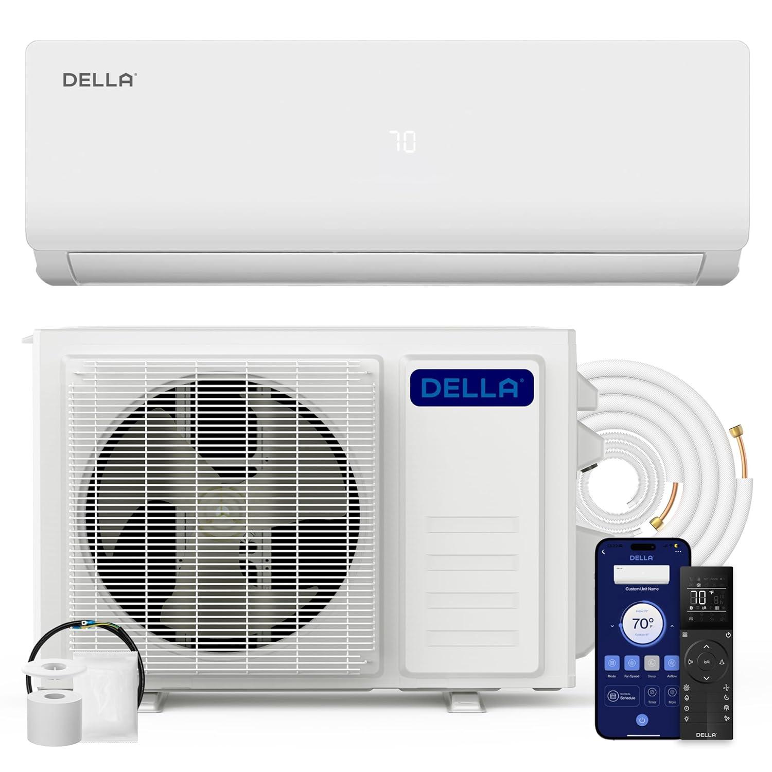 DELLA Vario Series 36,000 BTU 3 Ton 19 SEER2 Ductless Mini Split AC, Pre-Charged Heat Pump, Energy Efficient Inverter System, Work with Alexa, Cools up to 2500 Sq.Ft, 16.4ft Installation Kit