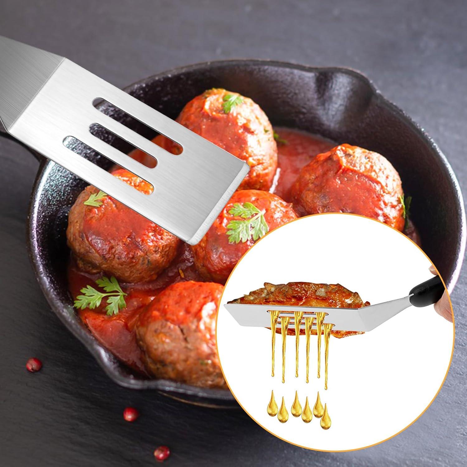 2 Pieces Small Spatula Set, Stainless Steel Mini Serving Spatula for Kitchen Use, Flipping or Cooking for Brownie, Cookie, Lasagna, Pancakes & Cake(Black+Silver)