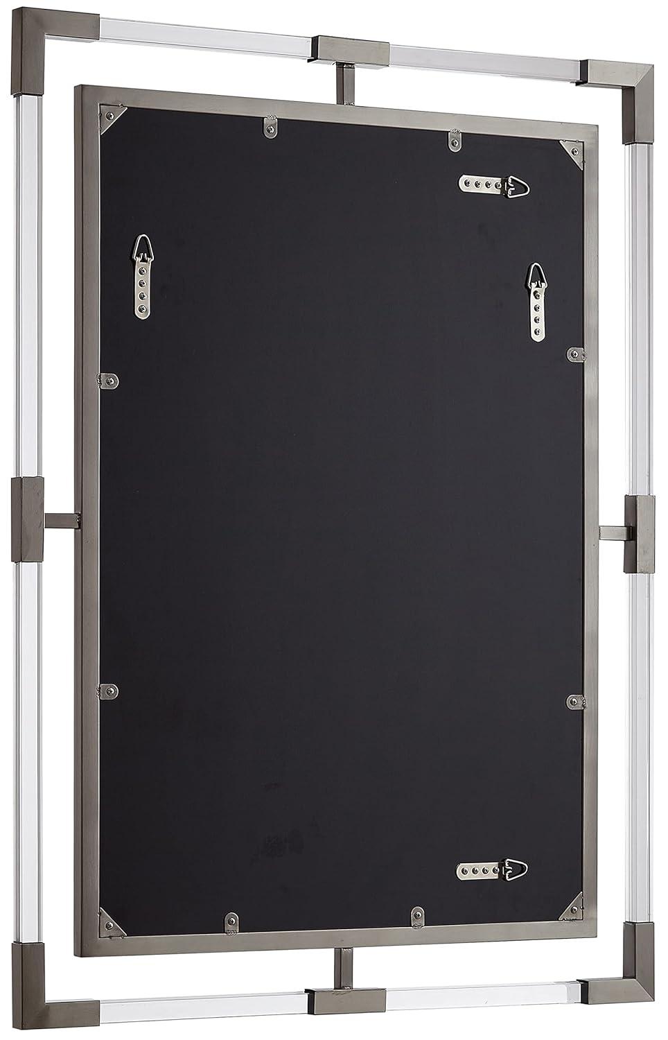 Meridian Furniture 452-M Ghost Collection Modern | Contemporary Mirror, Acrylic/Brushed Silver, 28" W x 1" D x 38" H