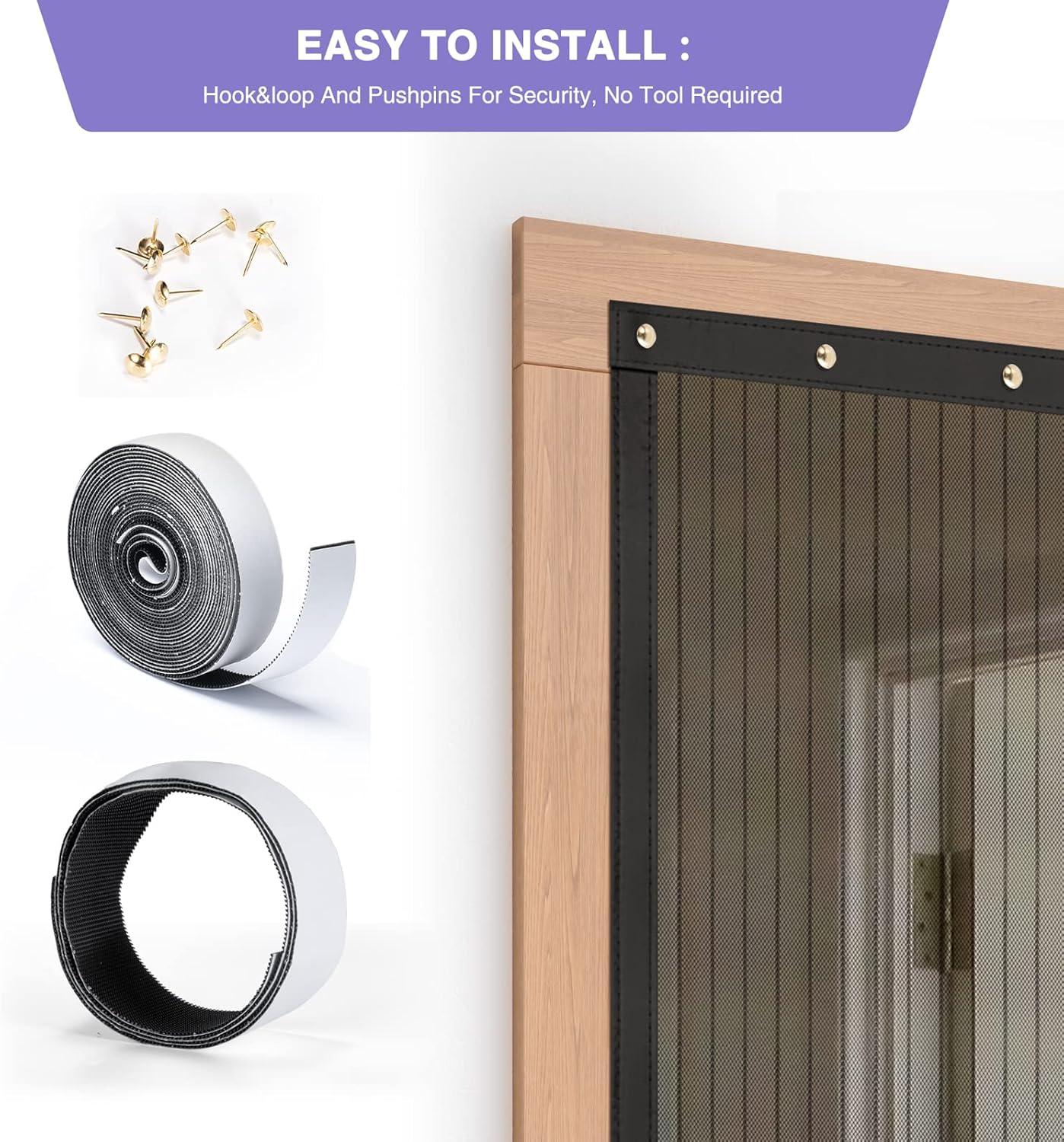 Titan Mall Magnetic Screen Door, Self Sealing Door Net, Heavy Duty Mesh Screen Magnetic Closure Keep Bugs Out, Retractable - Pet and Kid Friendly, Hands Free fit for 39" x 82" Doors