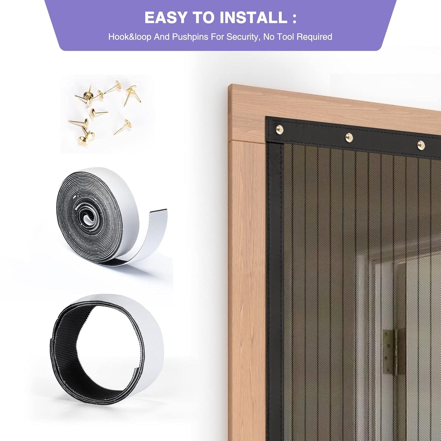 Titan Mall Magnetic Screen Door, Self Sealing Door Net, Heavy Duty Mesh Screen Magnetic Closure Keep Bugs Out, Retractable - Pet and Kid Friendly, Hands Free fit for 39" x 82" Doors