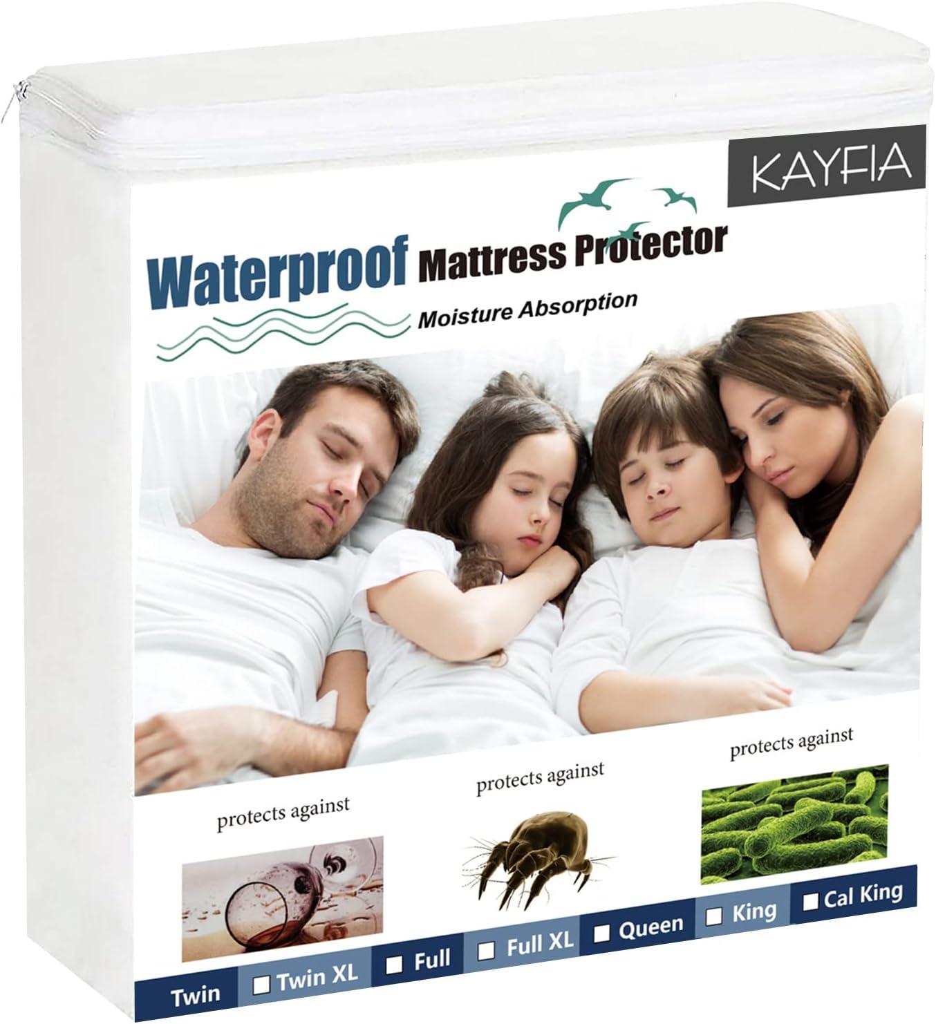 Kayfia Mattress Protector Queen Size Premium 100% Waterproof Mattress Cover, Washable, Noiseless & Breathable