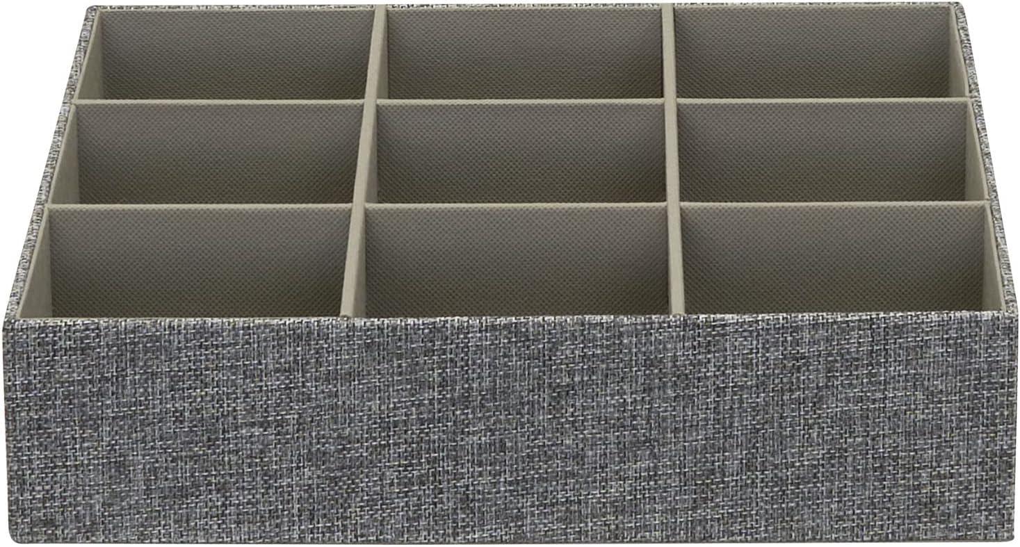 Household Essentials 3pc Drawer Organizer Set Graphite Linen: Stackable Decorative Boxes, Polyester, 12.6"x12.6" Rectangle