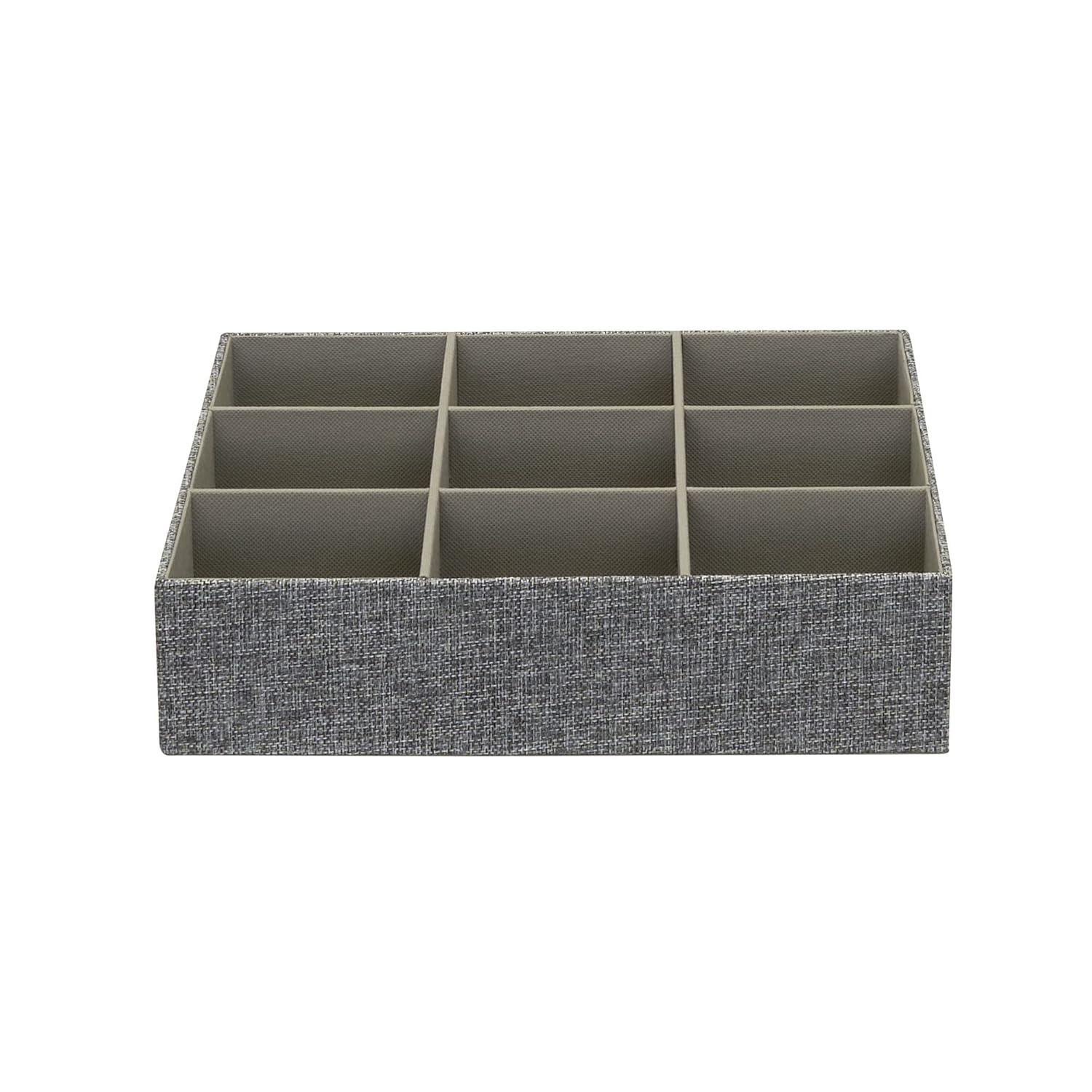 Household Essentials 3pc Drawer Organizer Set Graphite Linen: Stackable Decorative Boxes, Polyester, 12.6"x12.6" Rectangle