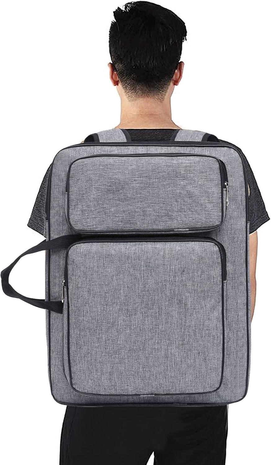 8K Artist Portfolio Carry Backpack Case Versatile Art Bags Waterproof Adjustable Drawing Board Backpack Art Storage Bags for Artworks Painting Drawing Sketching 19.7” x 14.6” x 2.4” (Gray)