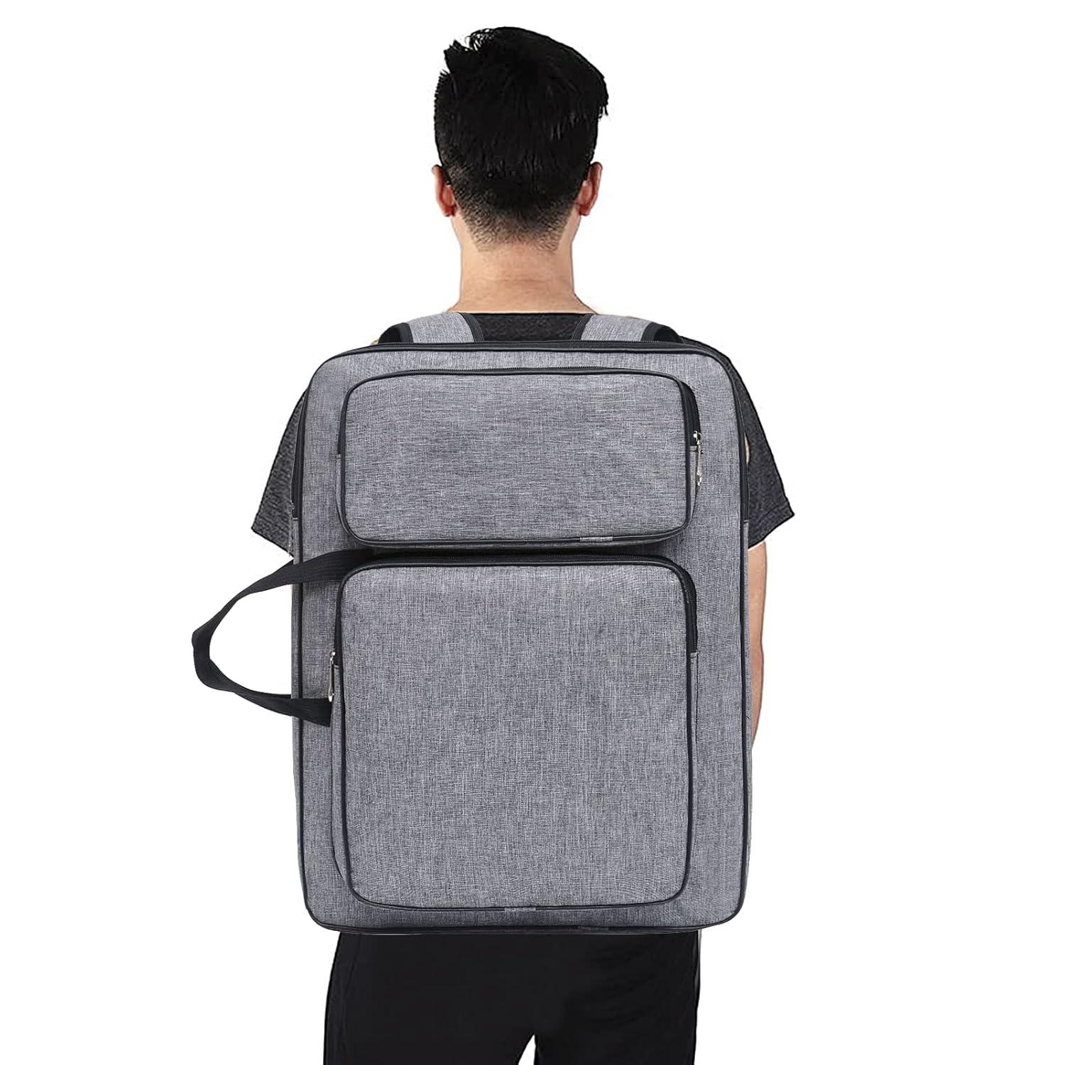 8K Artist Portfolio Carry Backpack Case Versatile Art Bags Waterproof Adjustable Drawing Board Backpack Art Storage Bags for Artworks Painting Drawing Sketching 19.7” x 14.6” x 2.4” (Gray)