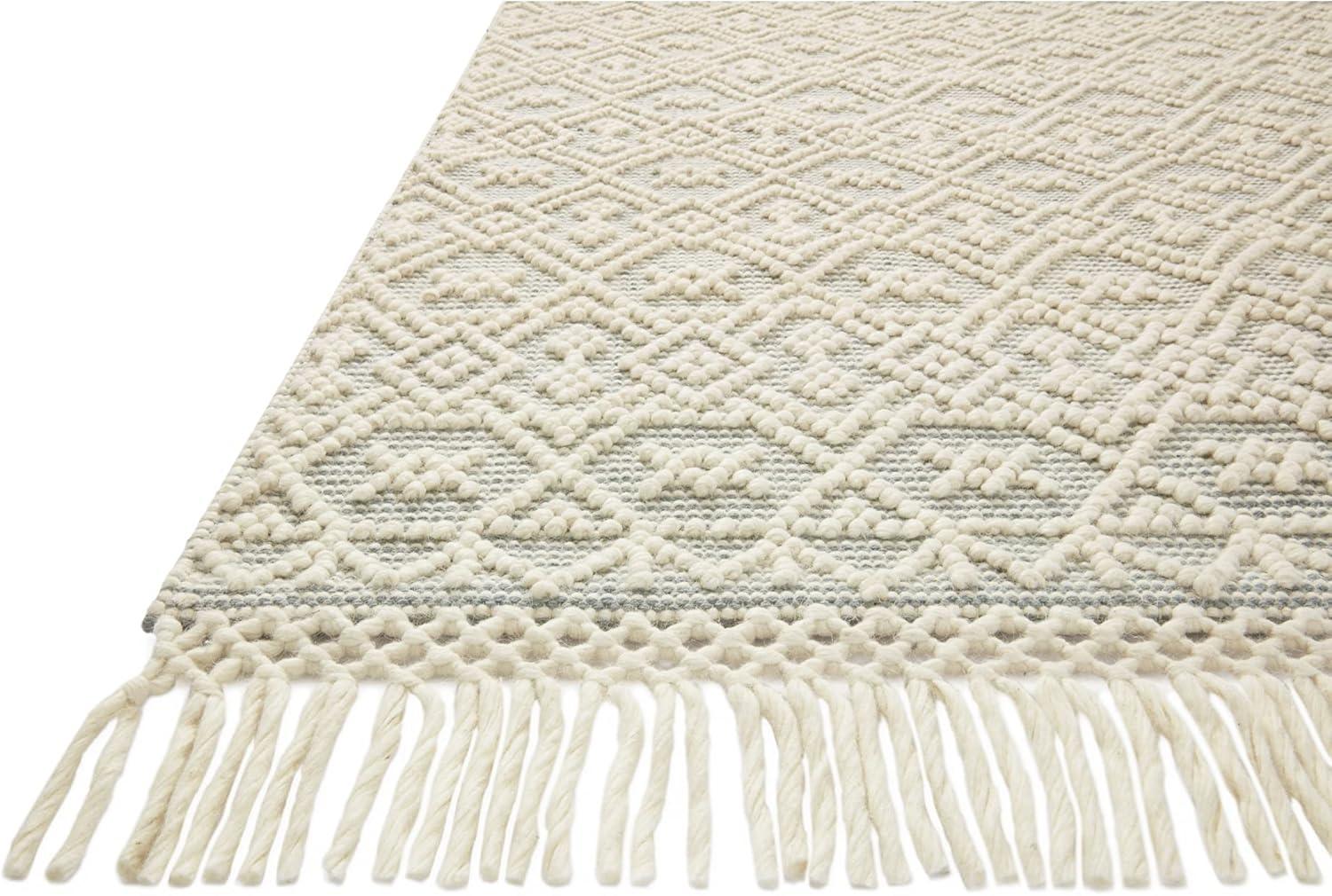 Ivory and Blue Geometric Wool Blend Area Rug 2'-3" x 3'-9"