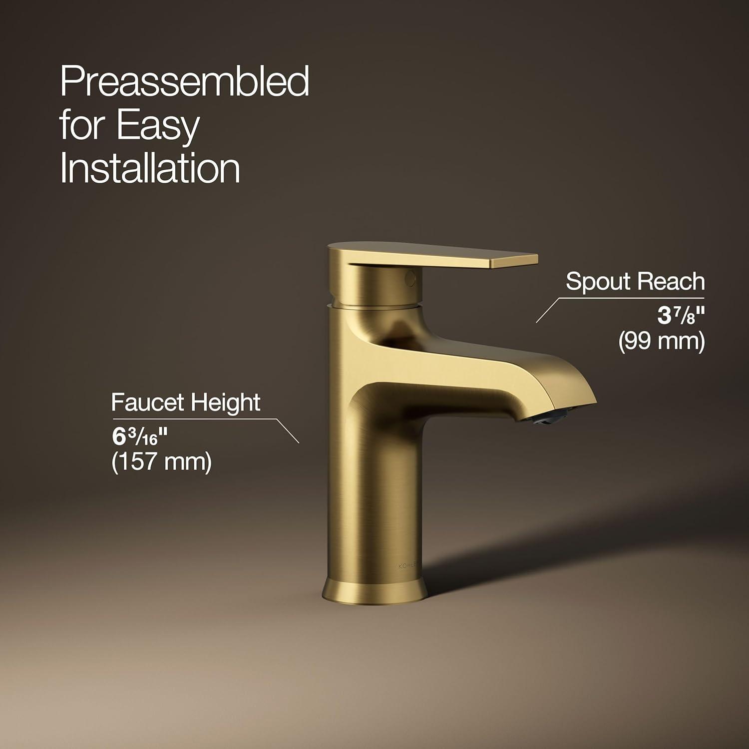 Kohler Hint Single-Handle Bathroom Faucet with Pop-Up Drain Assembly, One Hole Bathroom Sink Faucet, 1.2 gpm