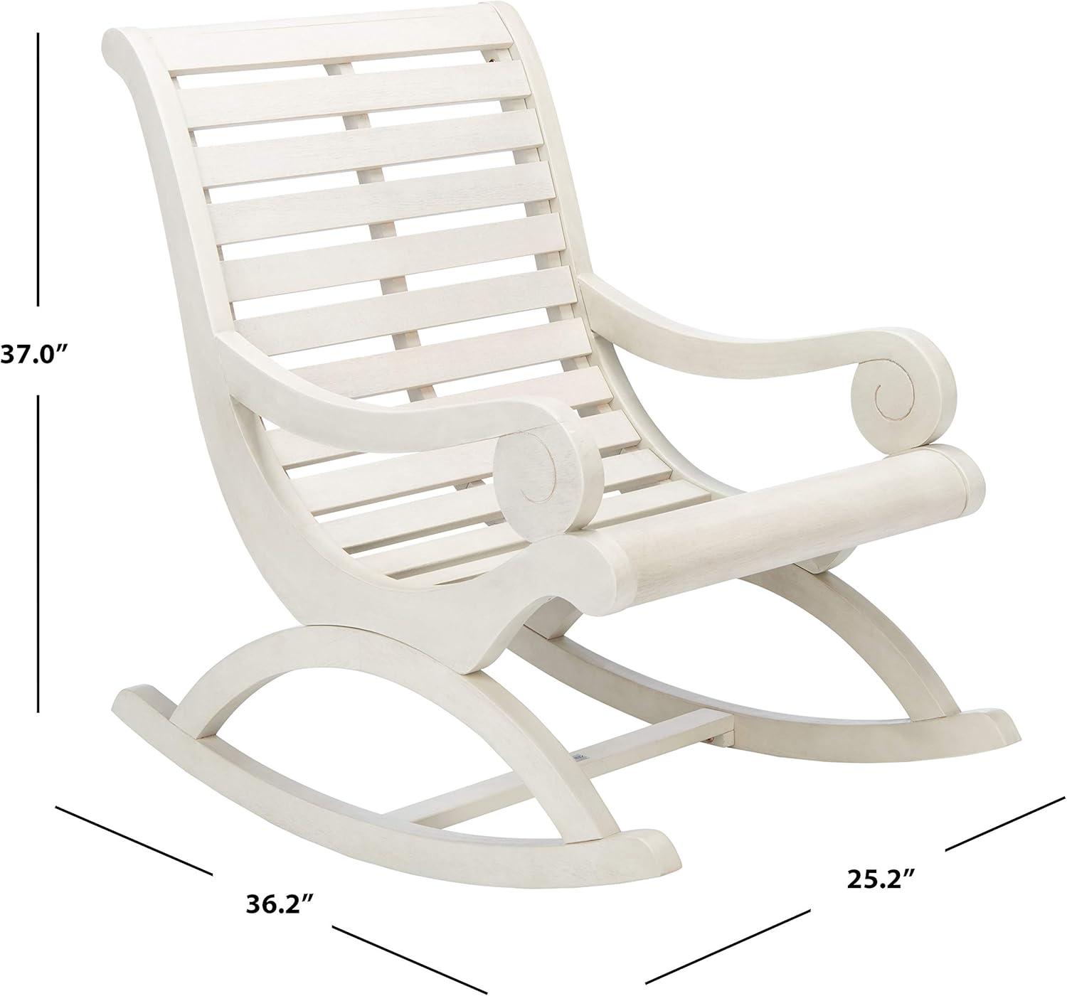 Elegant White Eucalyptus Outdoor Rocking Chair with Cushions