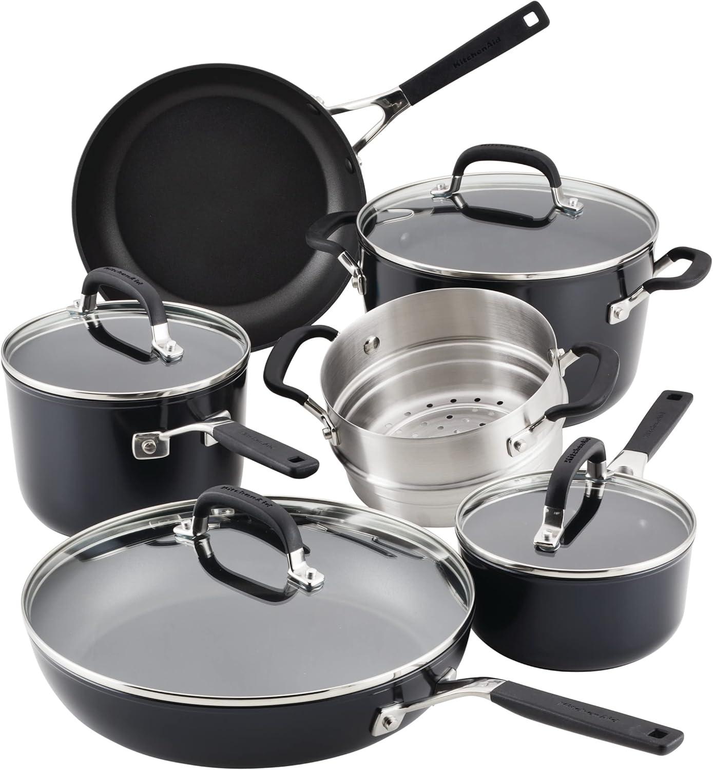 Onyx Black Aluminum Nonstick 10-Piece Cookware Set