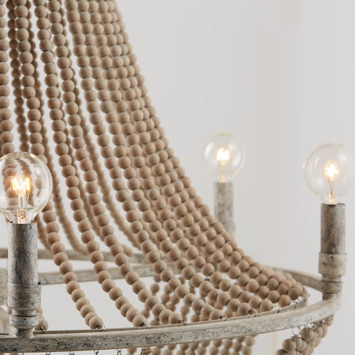 Mystic Sand Beaded 6-Light Empire Chandelier with Distressed Finish