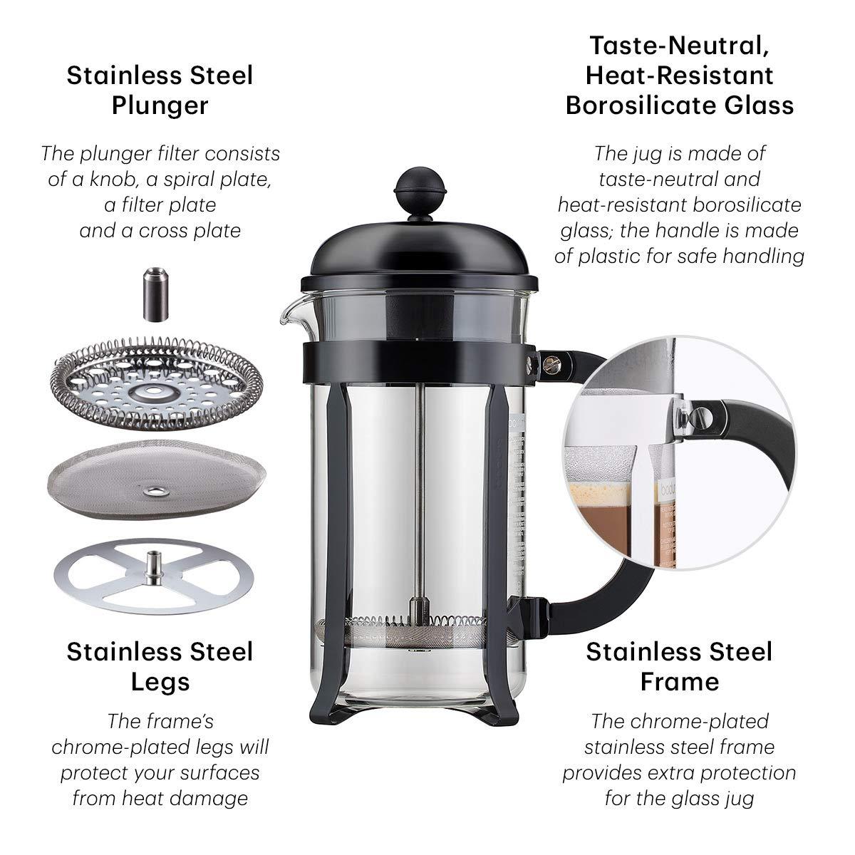 Bodum Chambord French Press Coffee Maker with Borosilicate Glass Beaker
