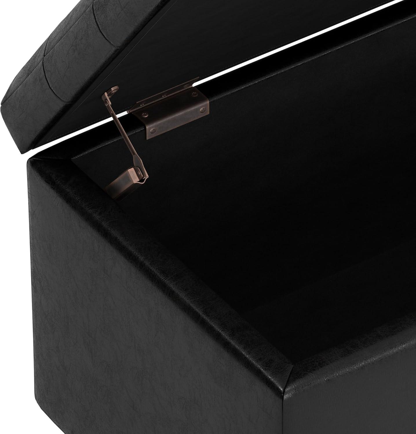 Simpli Home Cosmopolitan Faux Leather Ottoman