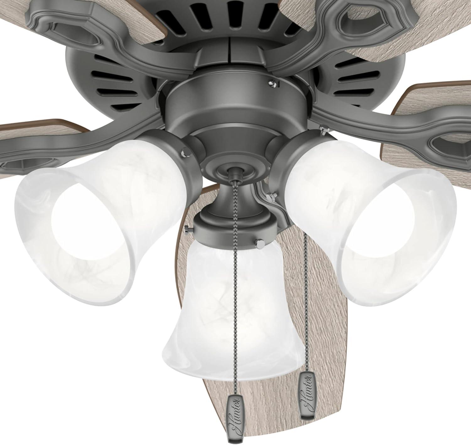 Builder Plus 52"5 - Blade Standard Ceiling Fan with Pull Chain and Light Kit Included