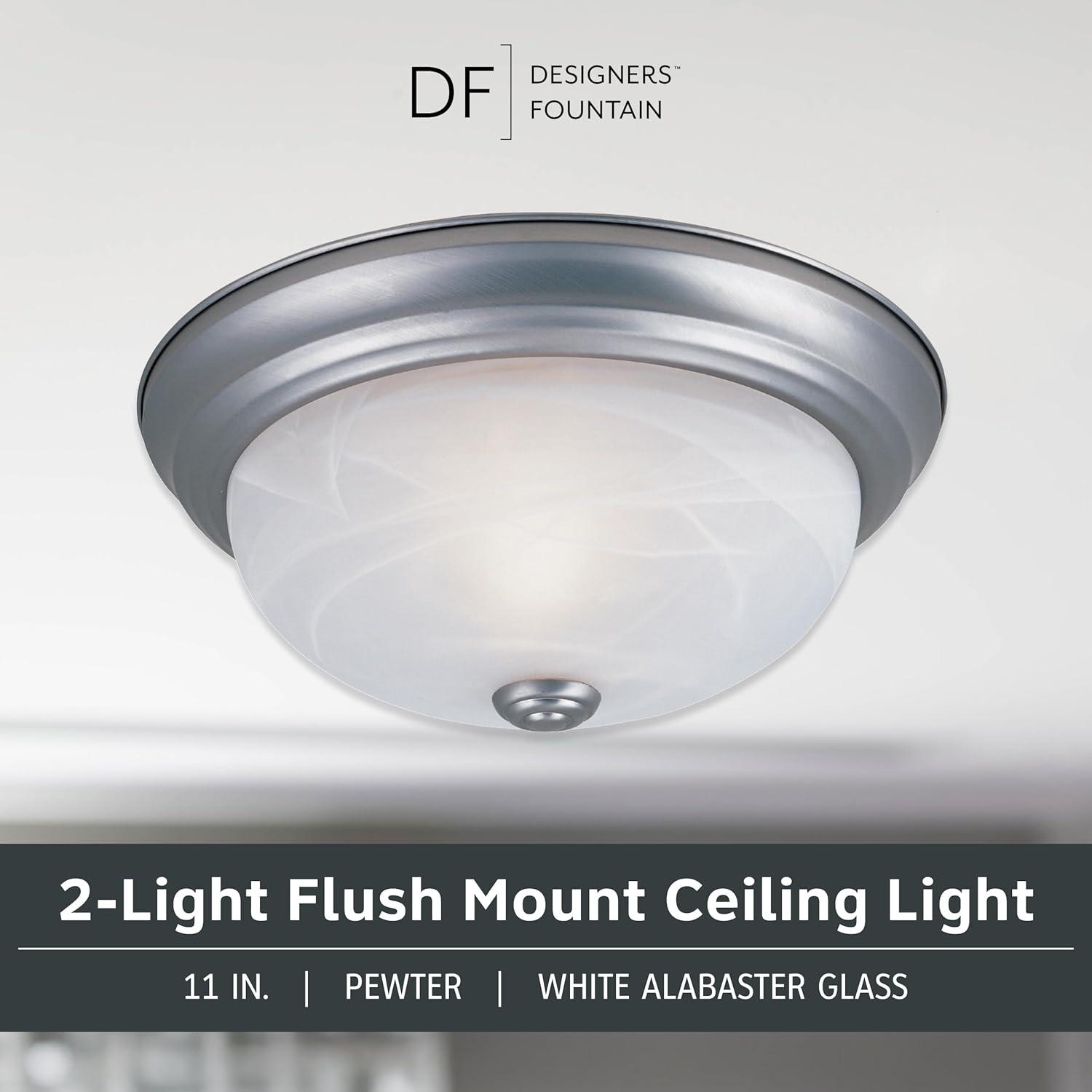 Designers Fountain 11 inch 2-Light Pewter Flush Mount Ceiling Light, 1257S-PW-AL