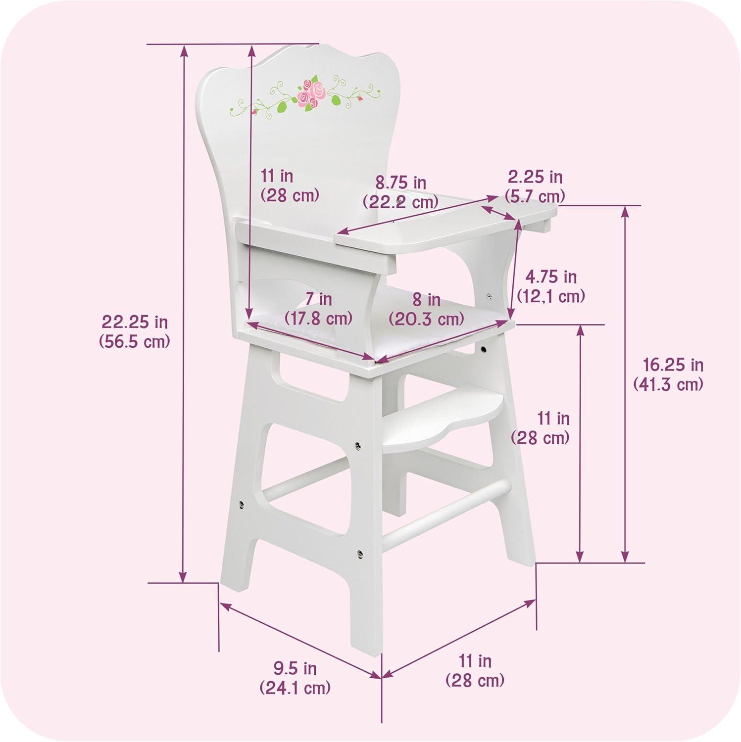 Badger Basket Doll High Chair with Padded Seat - White Rose