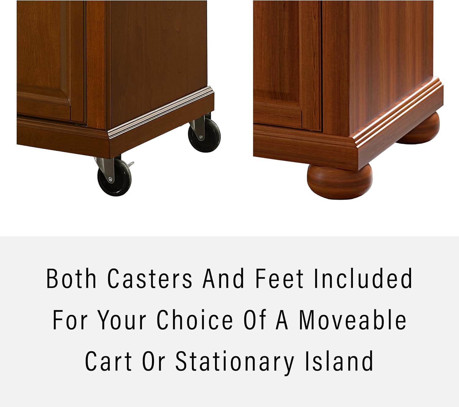 Alexandria Stainless Steel Top Kitchen Island Cherry - Crosley: Storage, Adjustable Shelves, Towel Bar