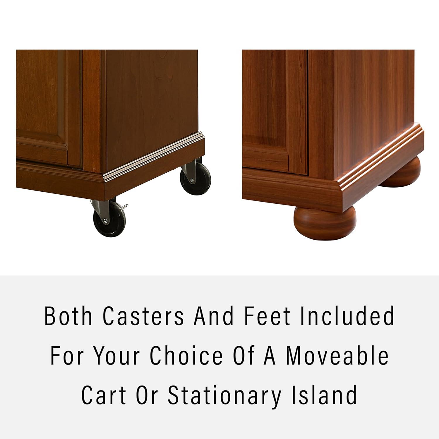 Alexandria Stainless Steel Top Kitchen Island Cherry - Crosley: Storage, Adjustable Shelves, Towel Bar