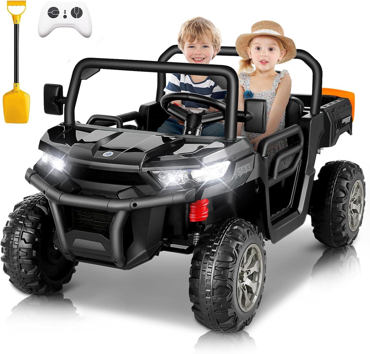 24V Black Kids Ride-On UTV with Remote Control