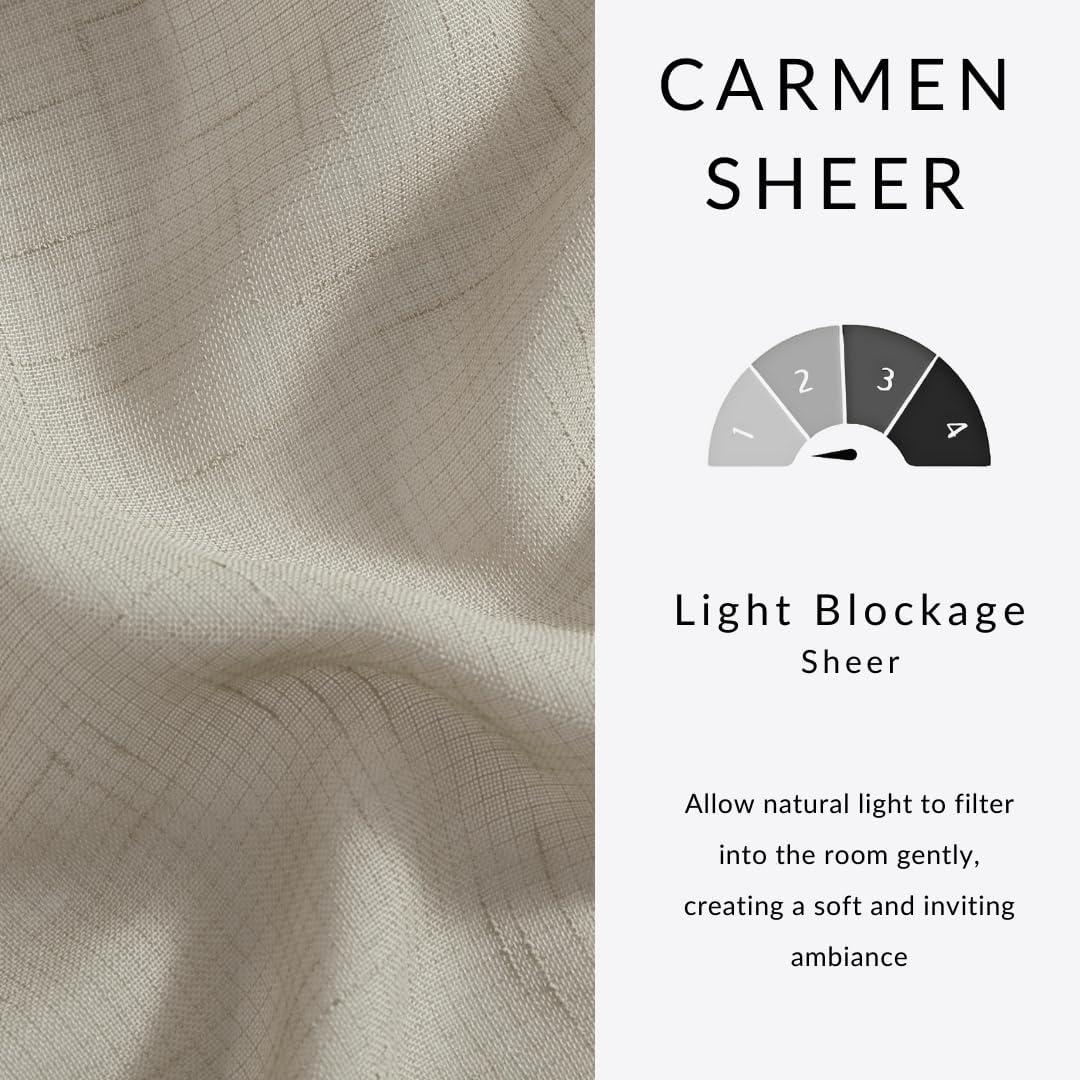 Carmen Sheer Extra Wide Indoor/Outdoor Single Window Curtain for Patio, Porch, Cabana - 114x84 - Natural - Elrene Home Fashions