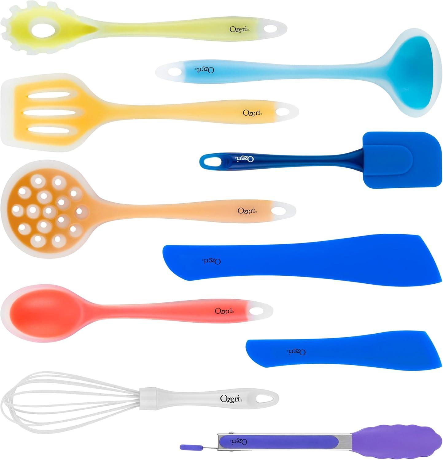 Ozeri 11-Piece Multicolor Silicone Utensil Set BPA-Free Heat-Resistant Kitchen Tools